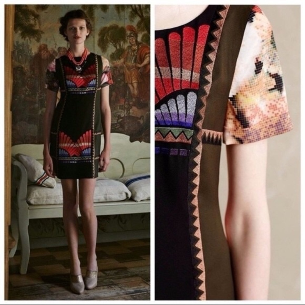 Ranna Gill Women's Fanned Vignette Shift Dress